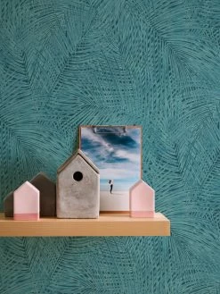 Vliestapete SUMATRA - blau-grün - 10 Meter -Baumarkt Verkaufsgeschäft 9004544000 04 1600Wx1600H