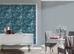 Vliestapete SUMATRA - blau-silber - 10 Meter -Baumarkt Verkaufsgeschäft 9004546500 04 1600Wx1600H