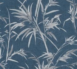 Vliestapete SUMATRA - blau-silber - 10 Meter