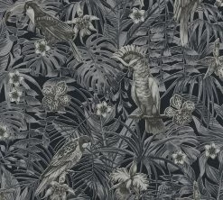 Vliestapete GREENERY - grau-schwarz - 10 Meter