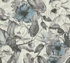 Vliestapete GREENERY - blau-grau - 10 Meter