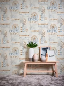 Vliestapete IL DECORO - blau-beige - 10 Meter -Baumarkt Verkaufsgeschäft 9004582600 04 1600Wx1600H