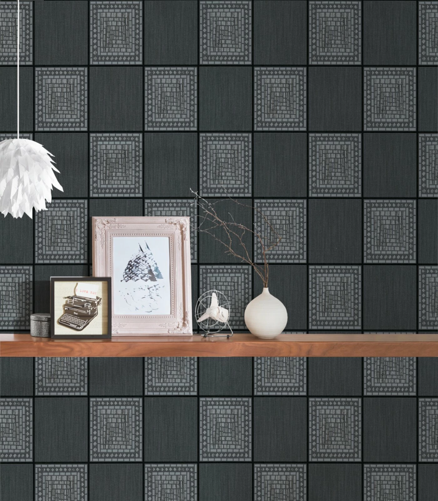 Papiertapete IL DECORO - grau-schwarz - 10 Meter 2 Papiertapete IL DECORO - grau-schwarz - 10 Meter – Bild 2