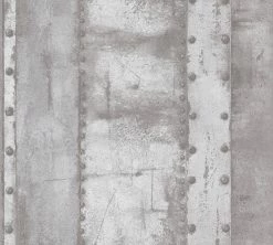 Vliestapete INDUSTRIAL - grau-weiß - 10 Meter