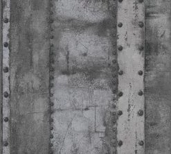 Vliestapete INDUSTRIAL - grau-schwarz - 10 Meter