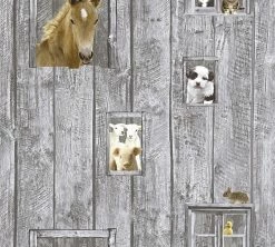 Vliestapete LITTLE STARS - grau-braun - 10 Meter