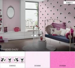 Vlies-Borte LITTLE STARS - rosa-schwarz - 13 cm -Baumarkt Verkaufsgeschäft 9004613200 04 1600Wx1600H