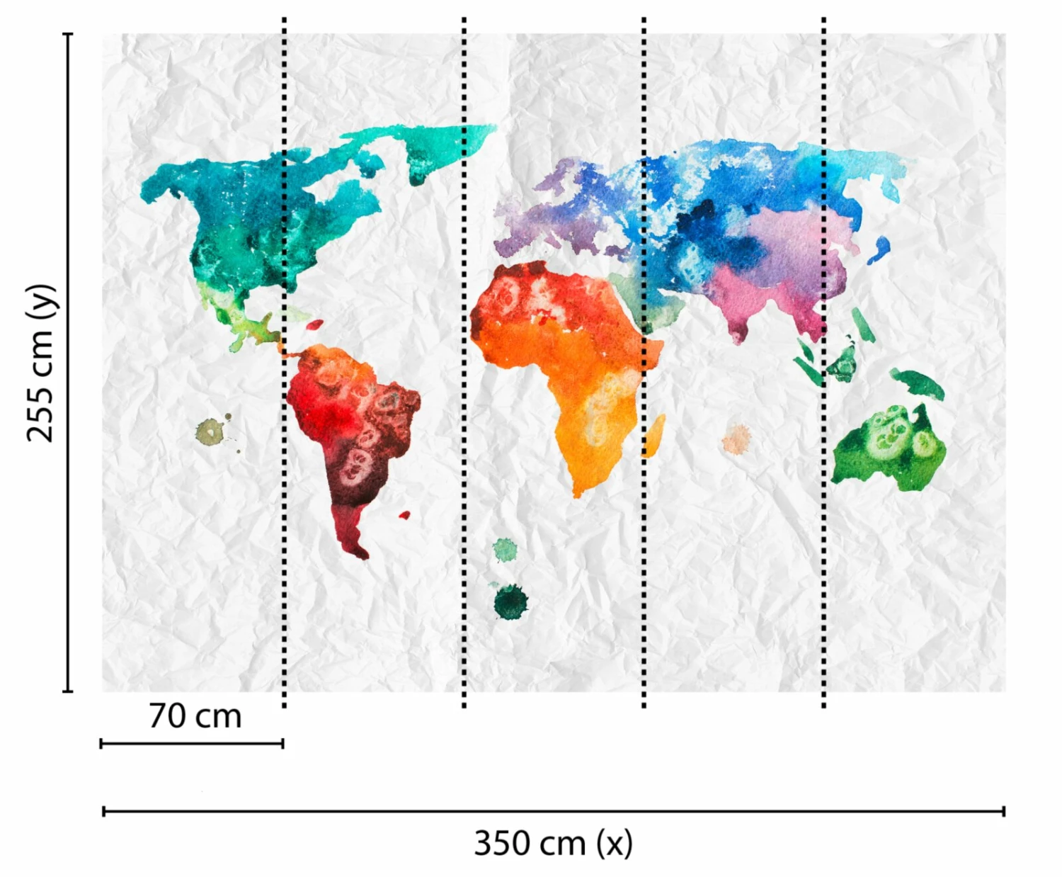 Fototapete DESIGNWALLS - bunt-weiß - Weltkarte - 2,55 Meter 2 Fototapete DESIGNWALLS - bunt-weiß - Weltkarte - 2,55 Meter – Bild 2