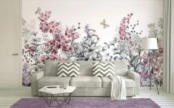 Fototapete DESIGNWALLS - rosa-grau - Blumen - 2,55 Meter -Baumarkt Verkaufsgeschäft 9004627600 03 1600Wx1600H