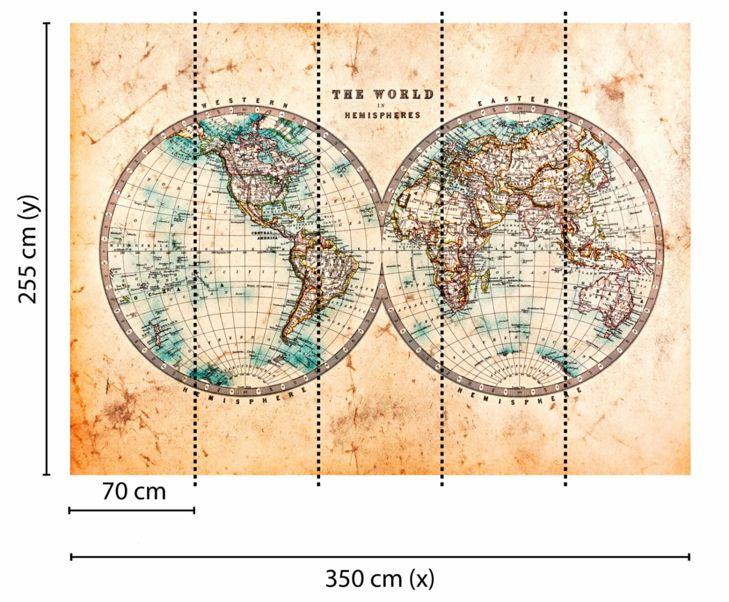 Fototapete DESIGNWALLS - braun-beige - Weltkarte - 2,55 Meter 2 Fototapete DESIGNWALLS - braun-beige - Weltkarte - 2,55 Meter – Bild 2