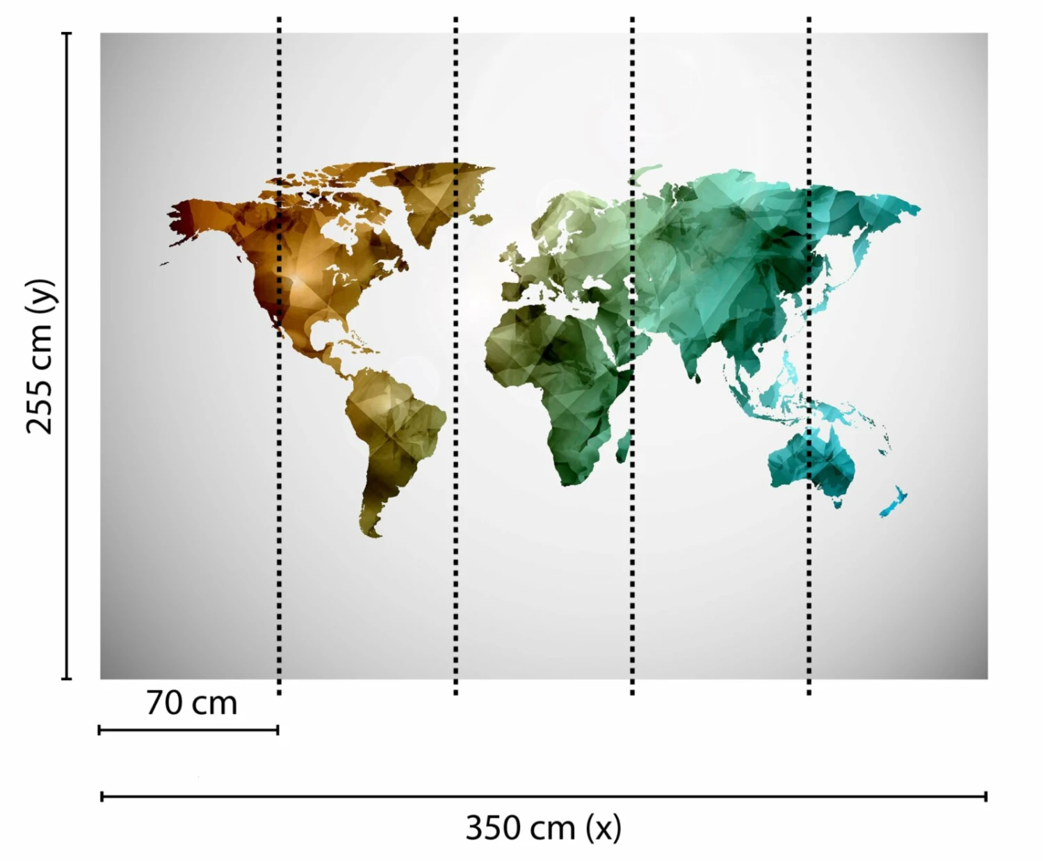 Fototapete DESIGNWALLS - weiß-blau - Weltkarte - 2,55 Meter 2 Fototapete DESIGNWALLS - weiß-blau - Weltkarte - 2,55 Meter – Bild 2