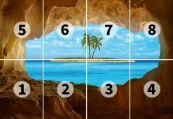 Fototapete DESIGNWALLS 2.0 - Insel im Meer - braun-türkis - 2,5 Meter -Baumarkt Verkaufsgeschäft 9004639500 03 1600Wx1600H