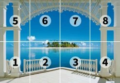 Fototapete DESIGNWALLS 2.0 - blau-weiß - Insel - 2,5 Meter -Baumarkt Verkaufsgeschäft 9004640000 03 1600Wx1600H