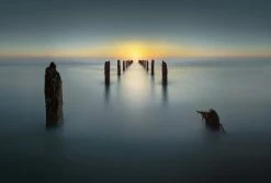 Fototapete DESIGNWALLS 2.0 - blau-gelb - See - 2,6 Meter