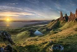 Fototapete DESIGNWALLS 2.0 - grün-braun - Berge - 2,6 Meter