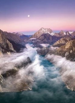 Fototapete DESIGNWALLS 2.0 - braun-blau - Berge - 2,6 Meter