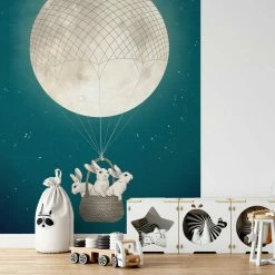 Fototapete DESIGNWALLS 2.0 - blau-weiß - Mond - 2,6 Meter