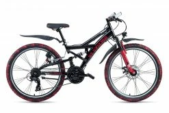 KS Cycling Mountainbike FULLY 24'' CRUSHER - schwarz-rot - 36 cm Rahmenhöhe