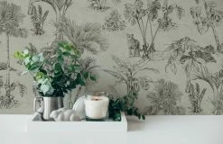 Vliestapete - Blumen - creme-schwarz - 10 Meter -Baumarkt Verkaufsgeschäft 9005191100 04 1600Wx1600H