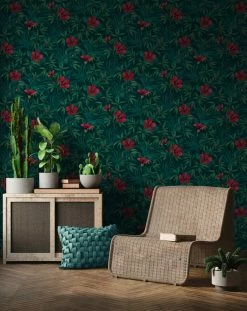 Vliestapete - Blumen - grün - 10 Meter -Baumarkt Verkaufsgeschäft 9005194000 03 1600Wx1600H