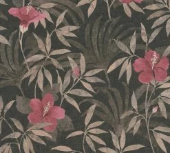 Vliestapete - Blumen - braun - 10 Meter