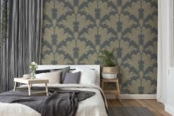 Vliestapete - Palmen - grau-gold - 10 Meter -Baumarkt Verkaufsgeschäft 9005196900 04 1600Wx1600H