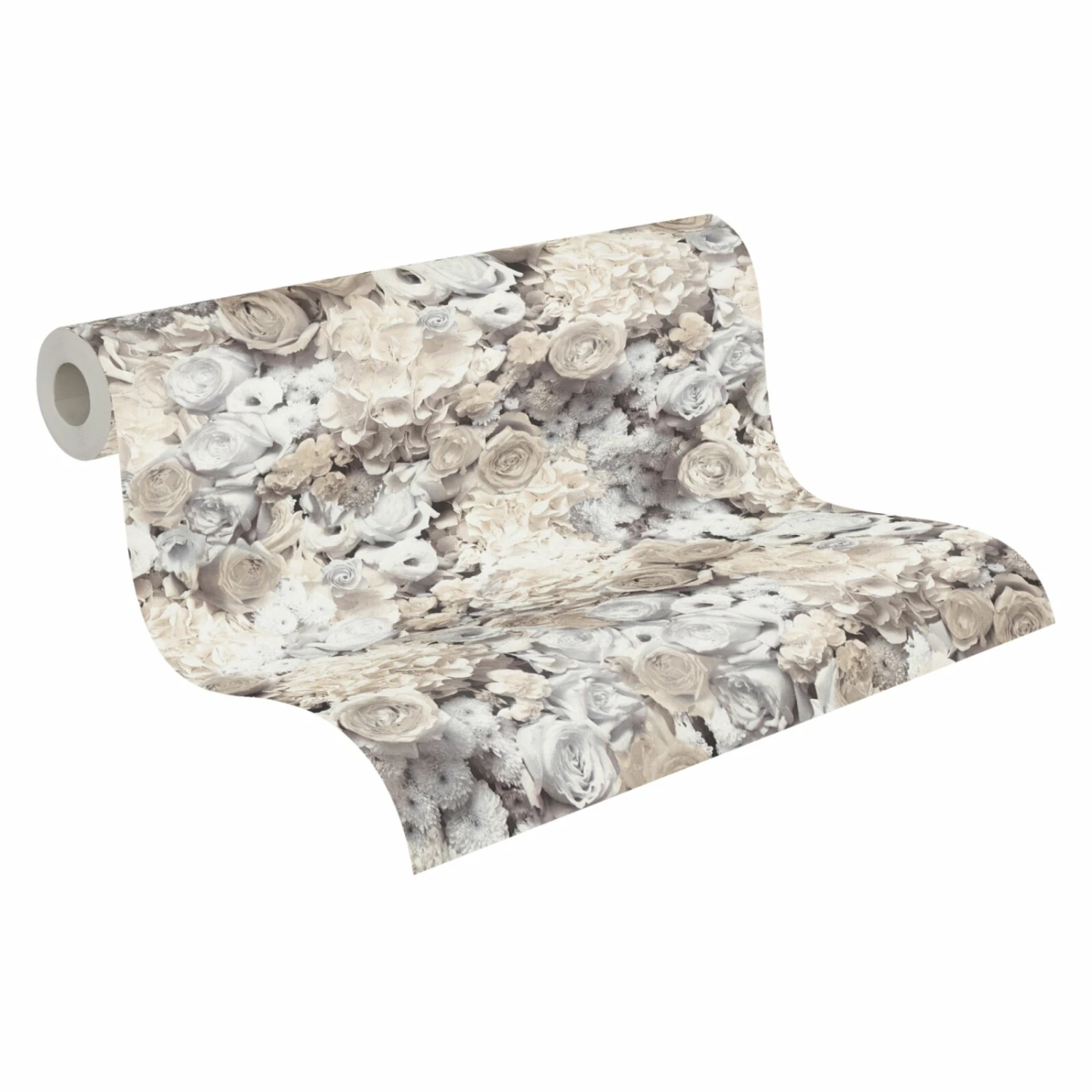Vliestapete - Blumen - grau-weiß - 10 Meter 2 Vliestapete - Blumen - grau-weiß - 10 Meter – Bild 2