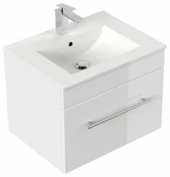 Waschtisch VIVA - weiß Hochglanz-weiß - mit Waschbecken - 61,5 cm