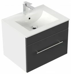 Waschtisch VIVA - anthrazit Seidenglanz-weiß - mit Waschbecken - 61,5 cm