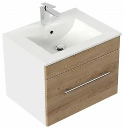 Waschtisch VIVA - Eiche hell-weiß - mit Waschbecken - 61,5 cm