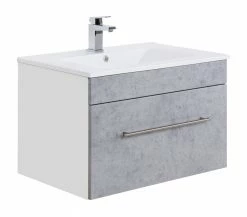 Waschtisch VIVA - Beton - weiß - mit Waschbecken - 75 cm