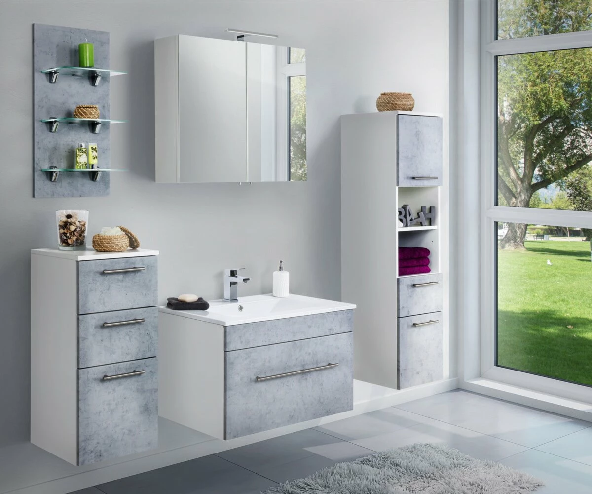 Waschtisch VIVA - Beton - weiß - mit Waschbecken - 75 cm 2 Waschtisch VIVA - Beton - weiß - mit Waschbecken - 75 cm – Bild 2